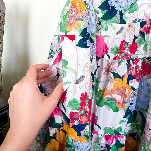 Cara Cara Dress Wethersfield Cotton Tiered Maxi Japanese Floral Ivory 6 EUC - Picture 4 of 10